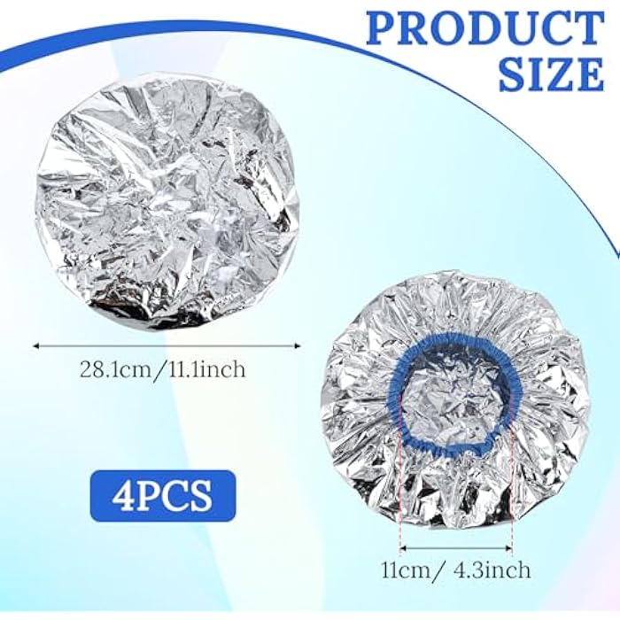 cobee 4 Pcs Heat Cap for Deep Conditioning, Thickened Aluminum Shower Cap Steam Cap, Reusable Conditioning Processing Caps for Hair for Home and Salon Dyeing Use(4 Pcs) - Image 2